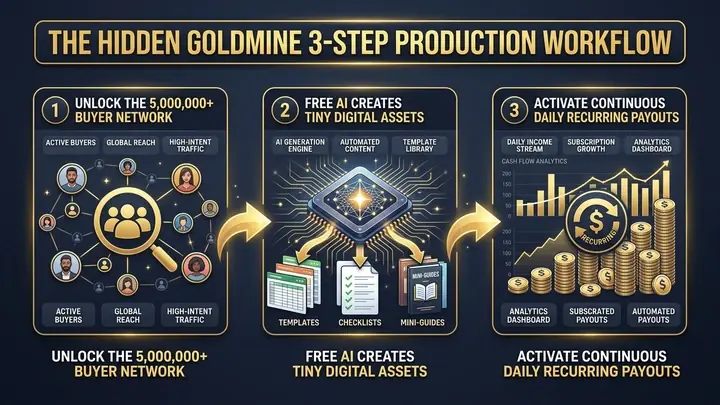 The Hidden Goldmine 3-Step Production Workflow Diagram